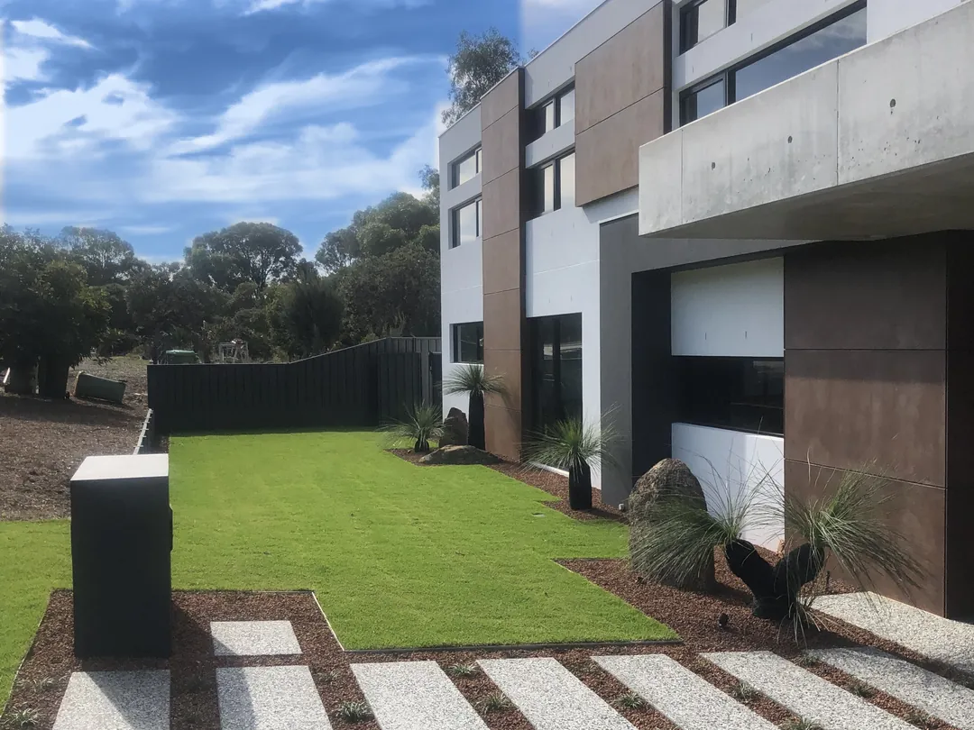 New lawn and native front garden built by PrimeScapes